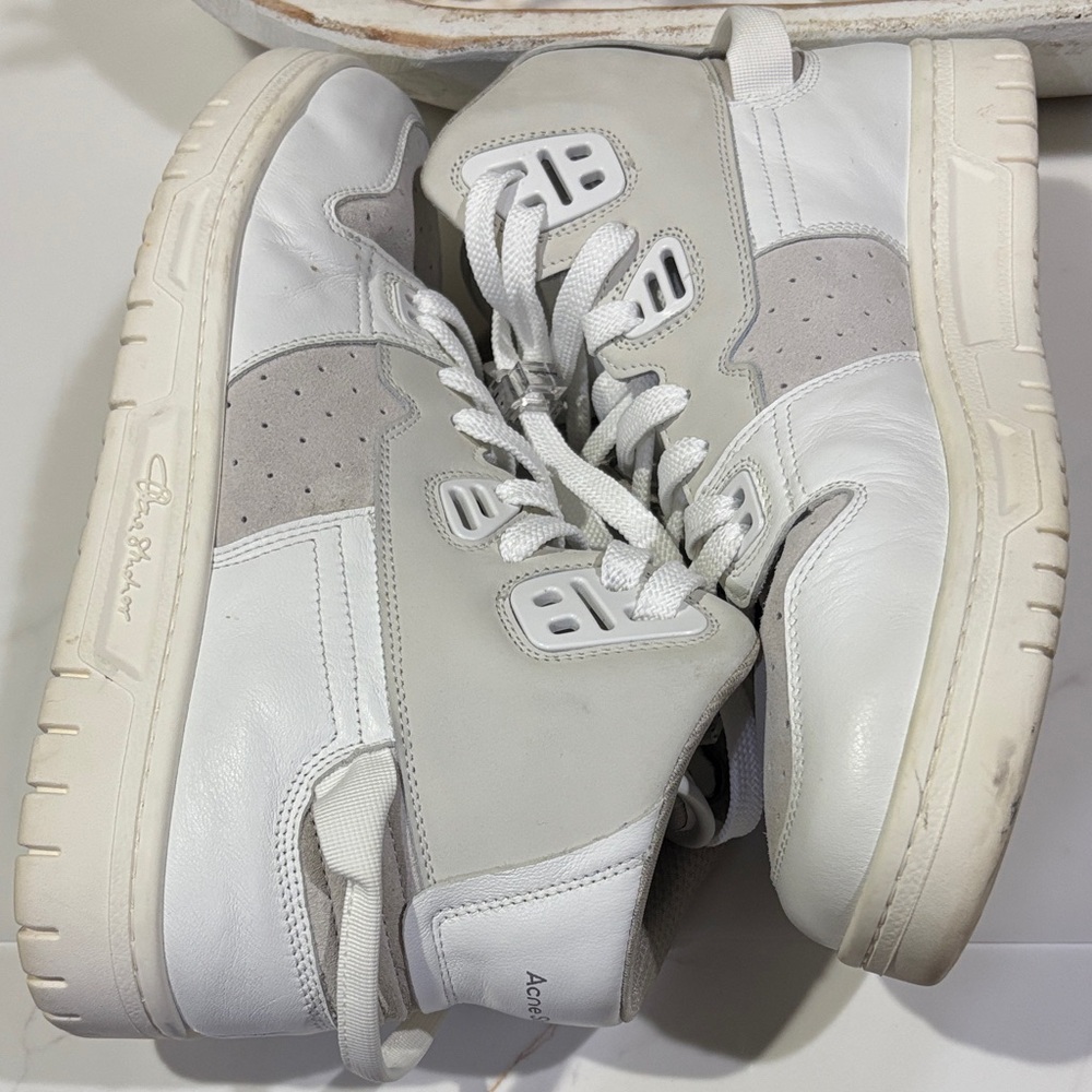 Acne White and Gray High-Top Sneakers - Picture 7 of 11